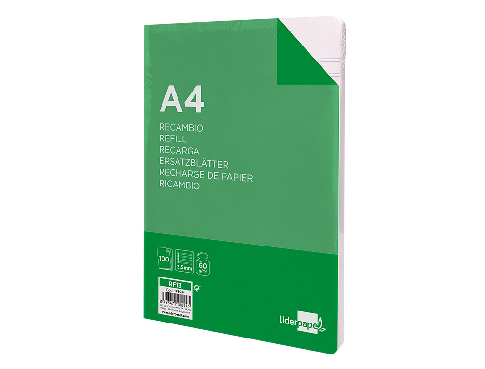 RECARGA LIDERPAPEL FOLIO 100 F 16TF-03 2 LINHAS PAUTA ESTREITA 16 FUROS