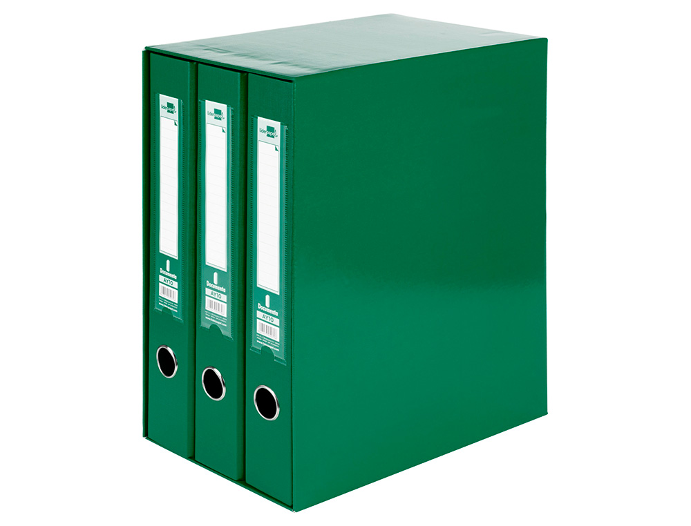 MODULO DE 3 PASTAS DE ARQUIVO LIDERPAPEL 2 ANEIS FOLIO LOMBADA 60 MM VERDE