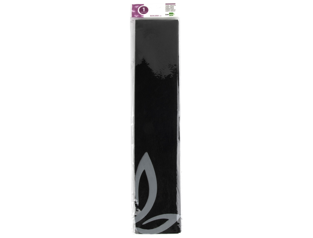 PAPEL CREPE EM CELOFANE LIDERPAPEL 50 CM X 2,5 M PRETO CLASSICO
