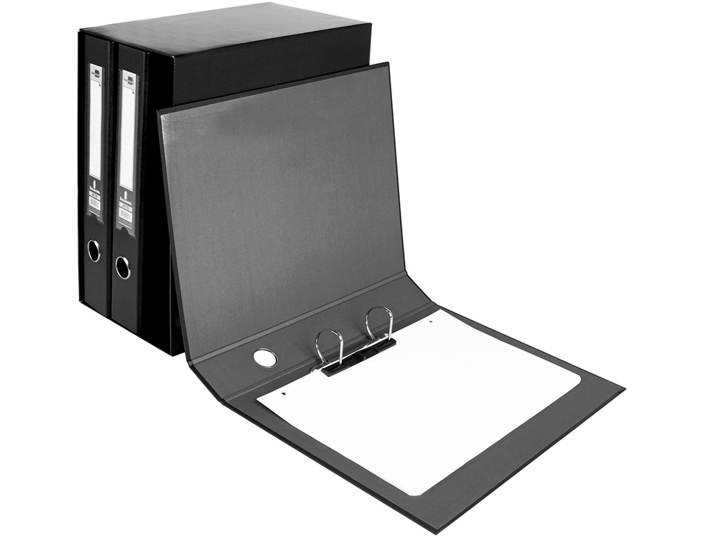 MODULO DE 3 PASTAS DE ARQUIVO LIDERPAPEL 2 ANEIS FOLIO LOMBADA 60 MM PRETO