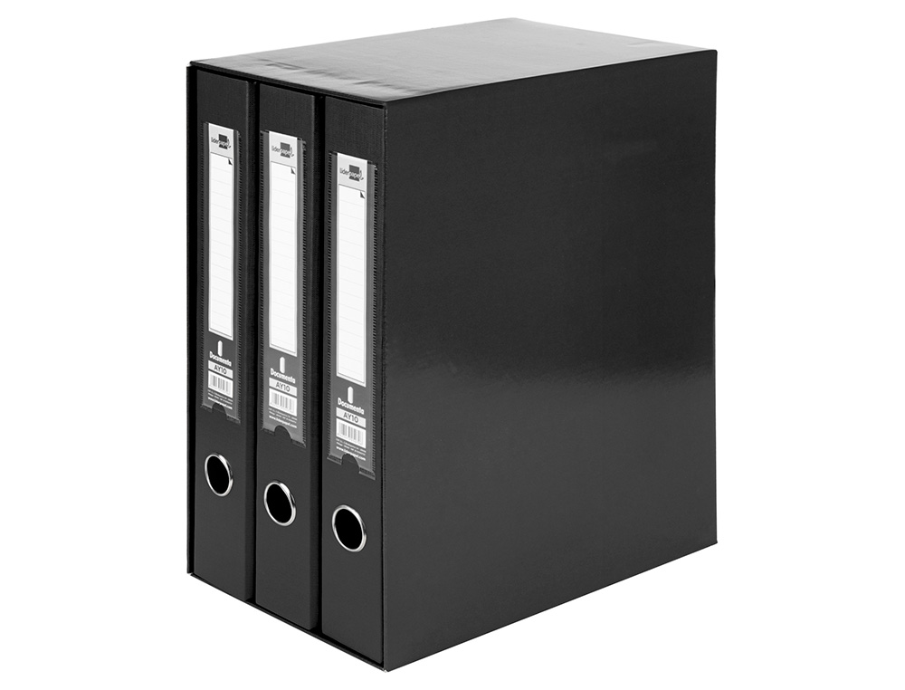 MODULO DE 3 PASTAS DE ARQUIVO LIDERPAPEL 2 ANEIS FOLIO LOMBADA 60 MM PRETO
