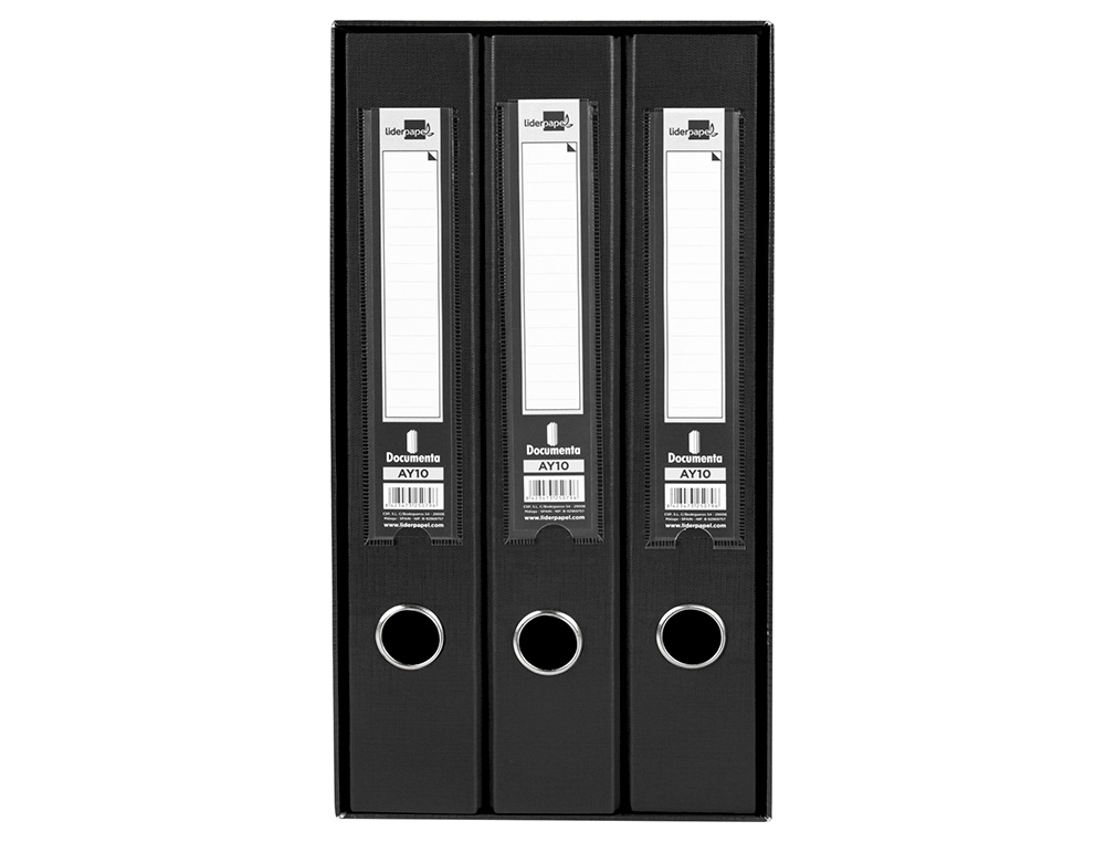 MODULO DE 3 PASTAS DE ARQUIVO LIDERPAPEL 2 ANEIS FOLIO LOMBADA 60 MM PRETO
