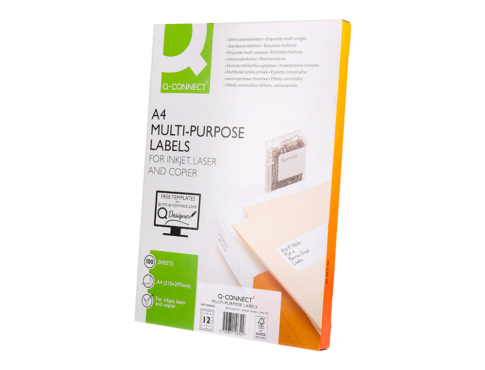 ETIQUETAS ADESIVAS Q-CONNECT DIN A4 96,5 X 42,3 MM