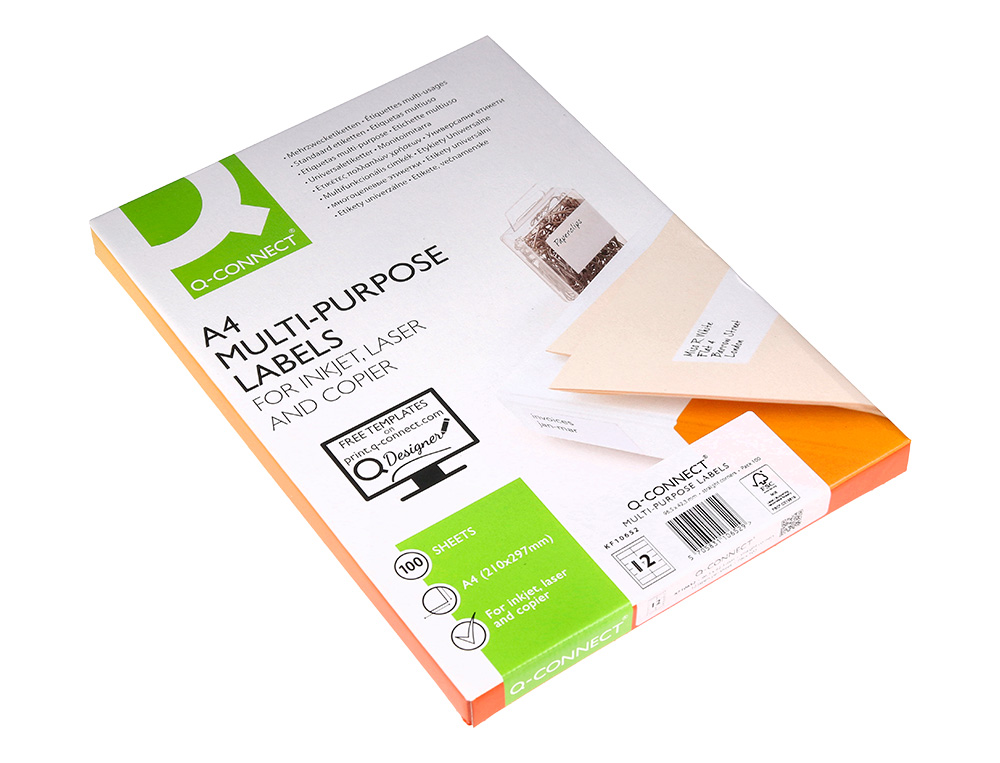 ETIQUETAS ADESIVAS Q-CONNECT DIN A4 96,5 X 42,3 MM