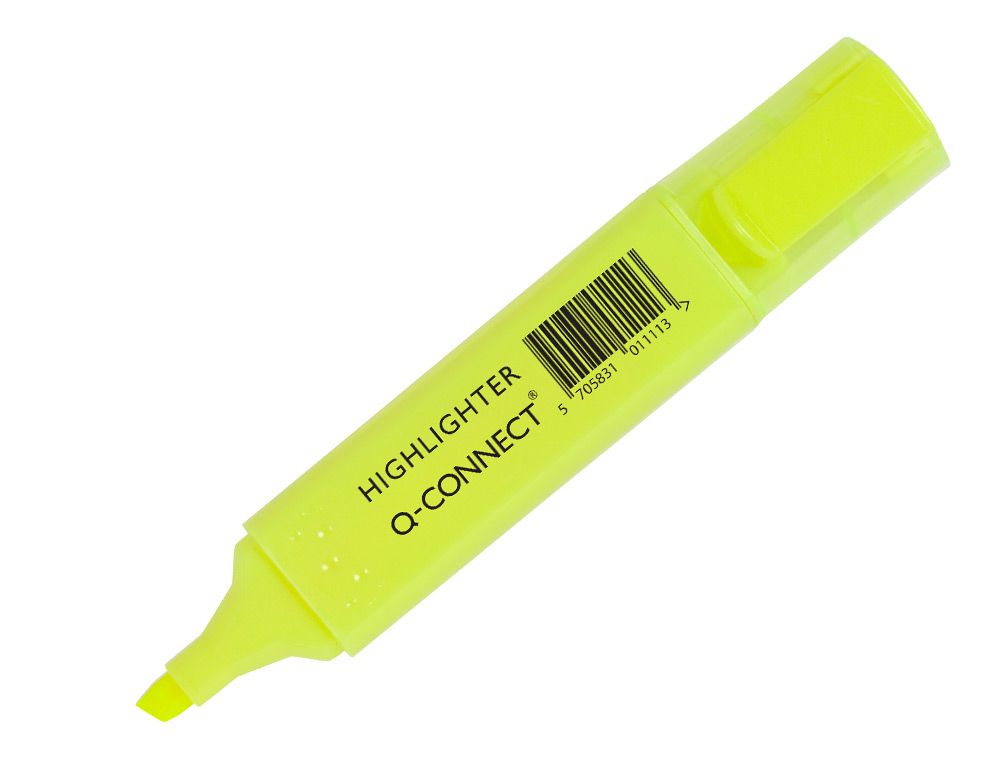 MARCADOR FLUORESCENTE Q-CONNECT DE PONTA BISELADA - BOLSA DE 4 MARCADORES