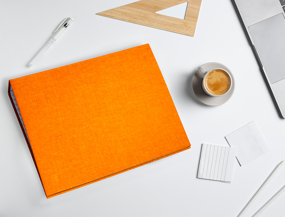CAPA LIDERPAPEL PAPER COAT 4 ANEIS 25 MM FROSTY LARANJA