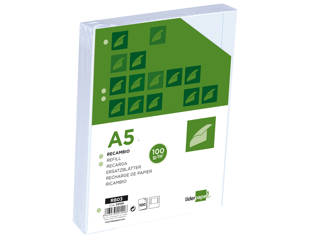 RECARGA LIDERPAPEL DIN A5 100 F 100 GR LISO