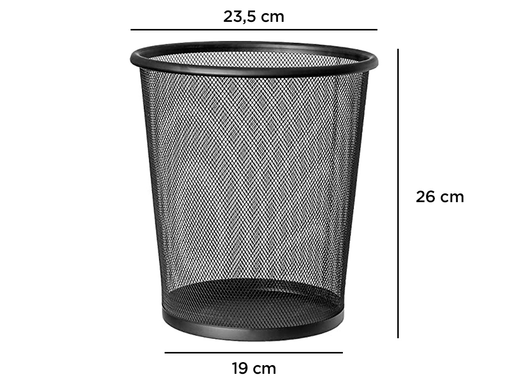 CESTO DE PAPEIS Q-CONNECT DE REDE METALICO PRETO CAPACIDADE 8,3 LITROS 26X23,5 CM