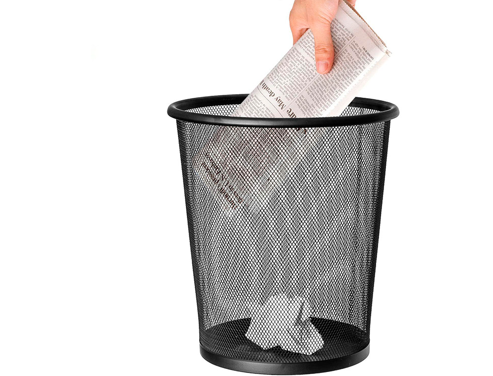CESTO DE PAPEIS Q-CONNECT DE REDE METALICO PRETO CAPACIDADE 8,3 LITROS 26X23,5 CM