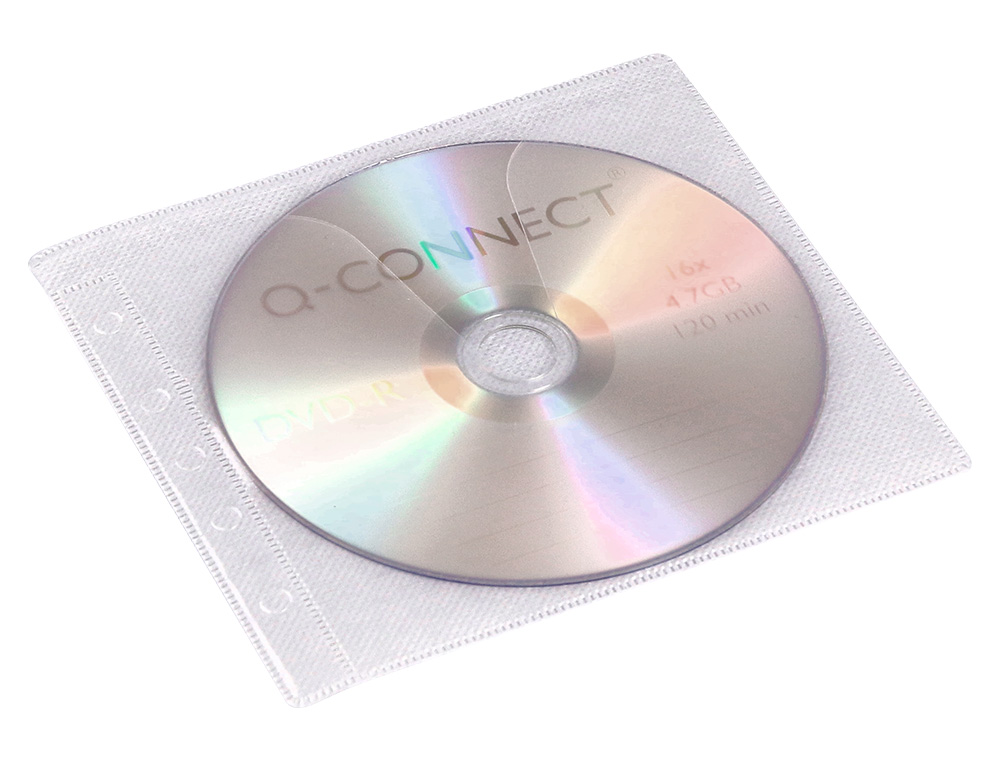 BOLSA DE POLIPROPILENO Q-CONNECT COM PERFURACAO PARA CD / DVD PACK DE 40 UNIDADES