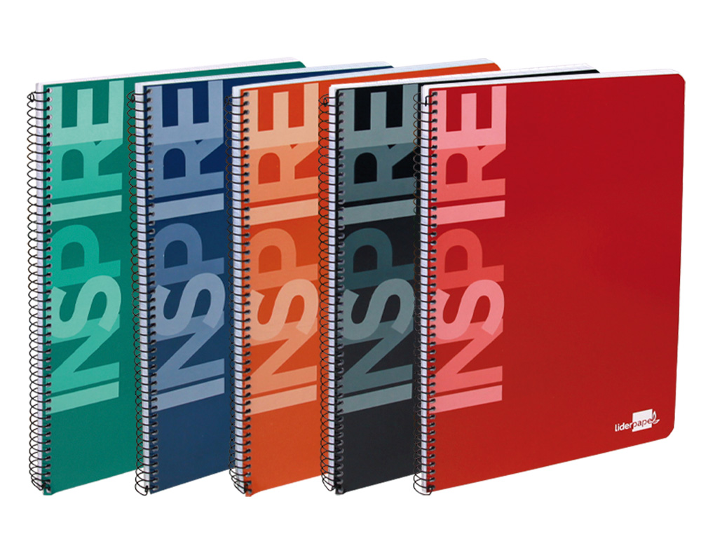 CADERNO ESPIRAL LIDERPAPEL INSPIRE CAPA EXTRADURA FOLIO 80 FOLHAS HORIZONTAL 60 GRS COM MARGEM CORES SORTIDAS