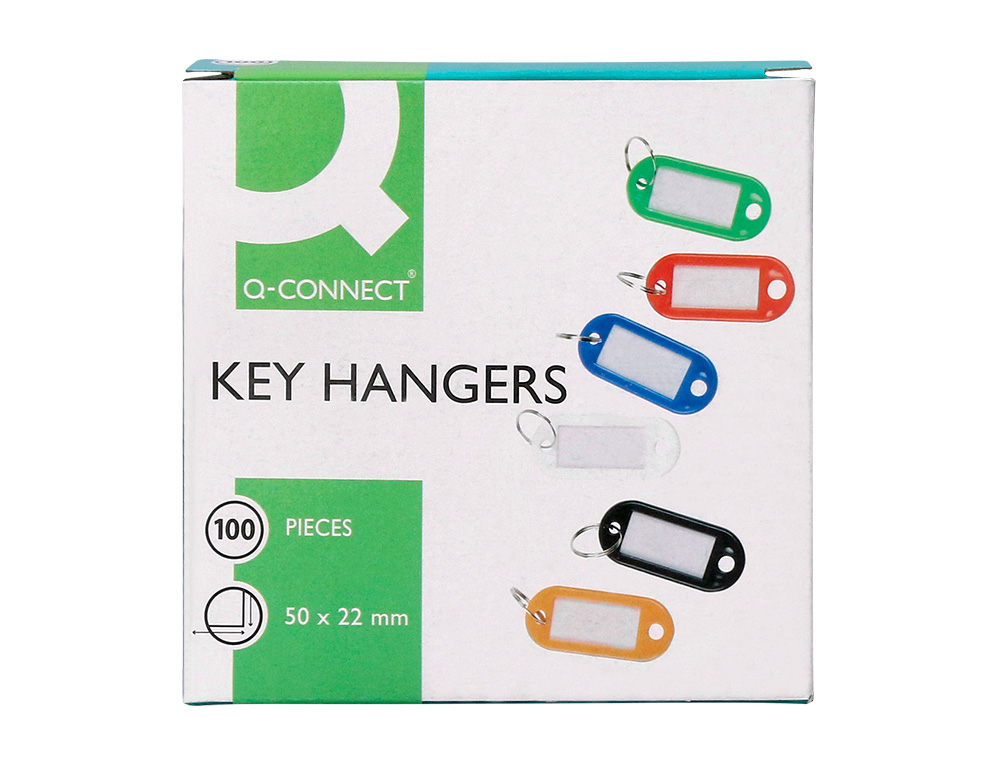CHAVEIRO PORTA-ETIQUETAS Q-CONNECT VERDE CAIXA 100 UNIDADES