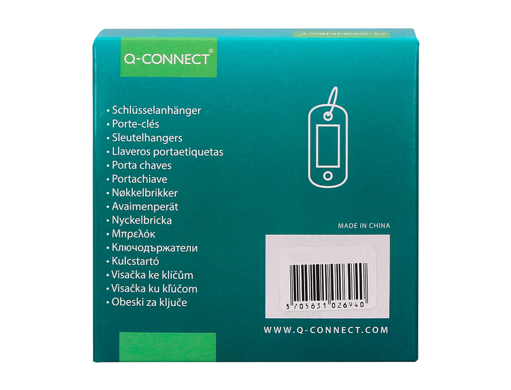 CHAVEIRO PORTA-ETIQUETAS Q-CONNECT VERDE CAIXA 100 UNIDADES