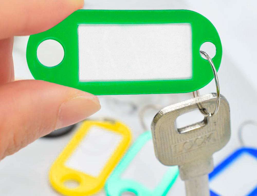 CHAVEIRO PORTA-ETIQUETAS Q-CONNECT VERDE CAIXA 100 UNIDADES