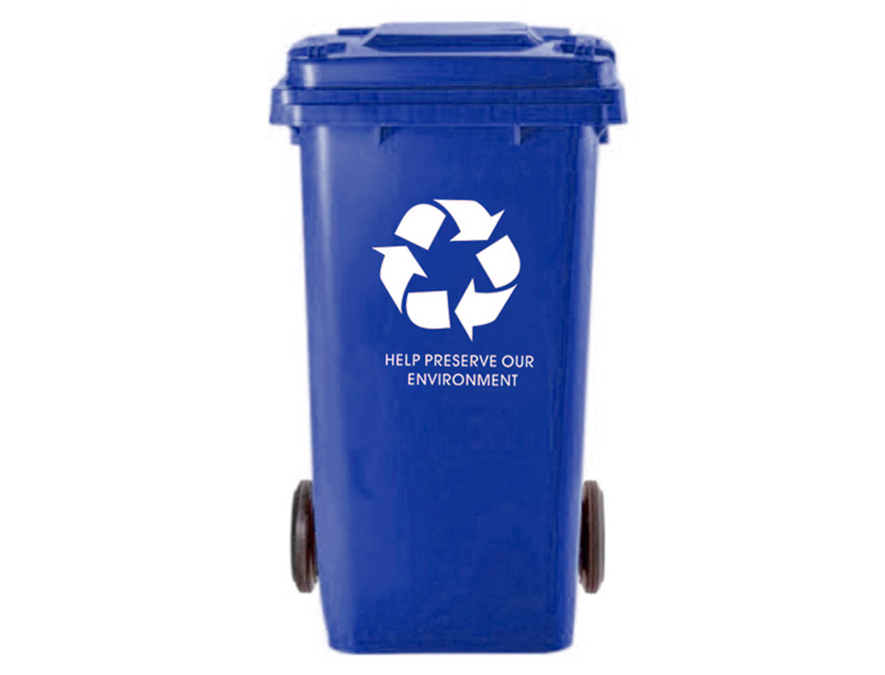CONTENTOR DE LIXO Q-CONNECT PLASTICO COM 2 RODAS COR AZUL COM CAPACIDADE PARA 100 LITROS