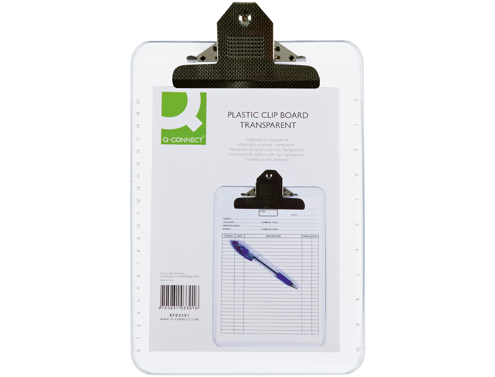 PORTA NOTAS Q-CONNECT PLASTICO DIN A4 TRANSPARENTE EXTRA DURO