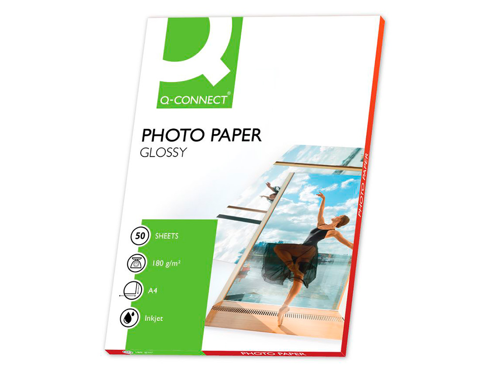 PAPEL FOTOGRAFIA Q-CONNECT GLOSSY DIN A4 180 GR CAIXA DE 50 FOLHAS