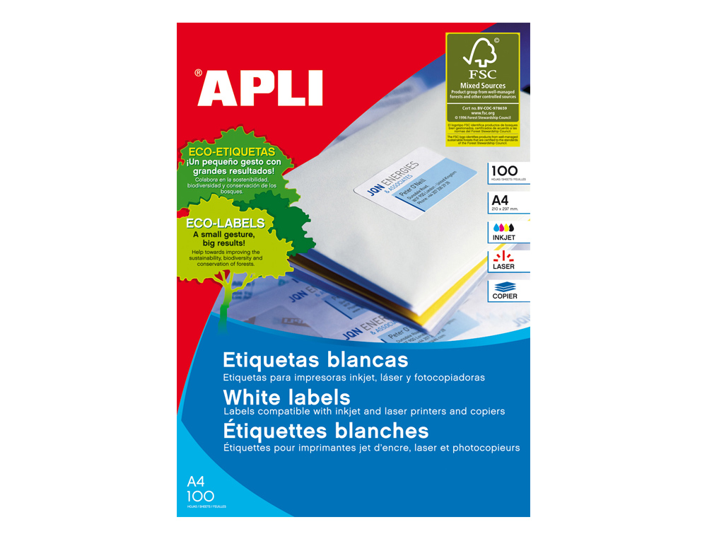 ETIQUETAS ADESIVAS APLI DIN A4 70X42,4 MM
