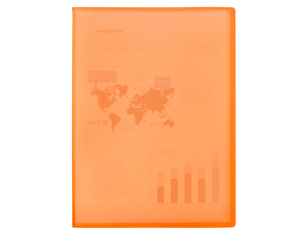 CAPA CATALOGO LIDERPAPEL 20 BOLSAS POLIPROPILENO DIN A4 TRASLUCIDA LARANJA FROSTY