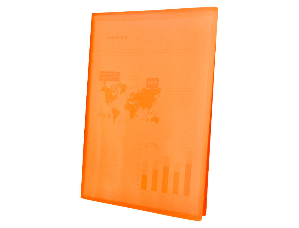 CAPA CATALOGO LIDERPAPEL 20 BOLSAS POLIPROPILENO DIN A4 TRASLUCIDA LARANJA FROSTY