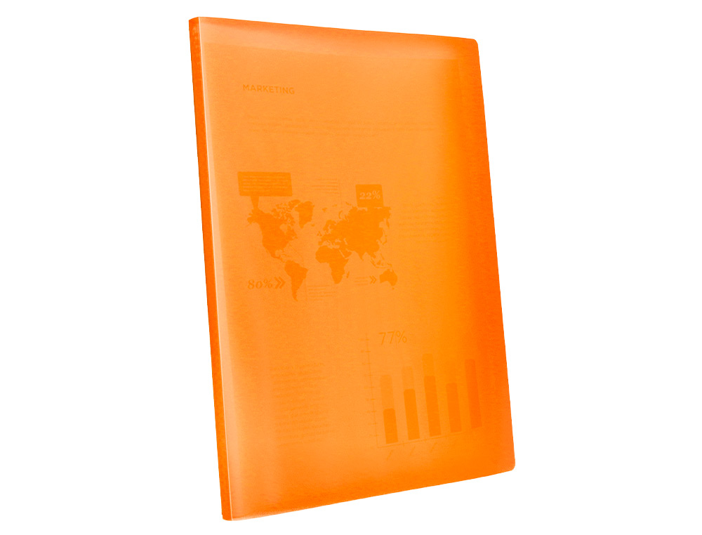 CAPA CATALOGO LIDERPAPEL 20 BOLSAS POLIPROPILENO DIN A4 TRASLUCIDA LARANJA FROSTY