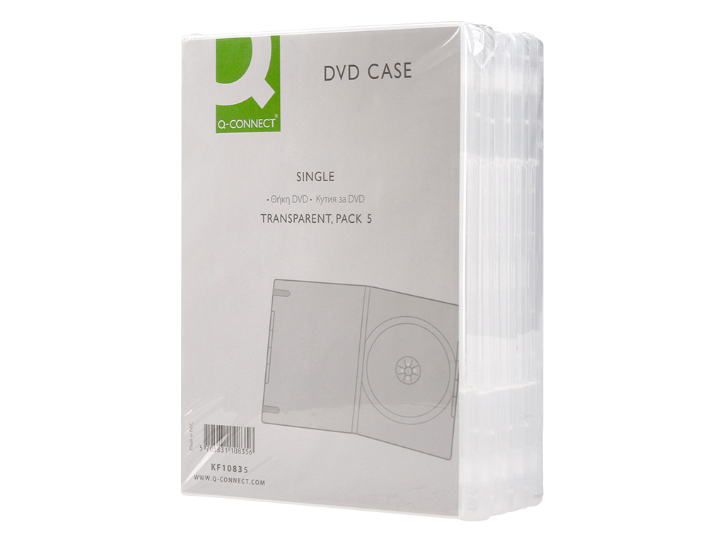 CAIXA DVD Q-CONNECT TRANSPAREN TE PACK DE 5 UNIDADES
