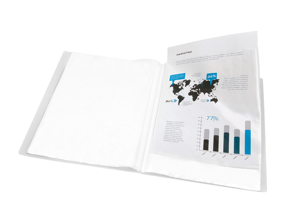 CAPA CATALOGO LIDERPAPEL 10 BOLSAS POLIPROPILENO DIN A4 TRANSPARENTE