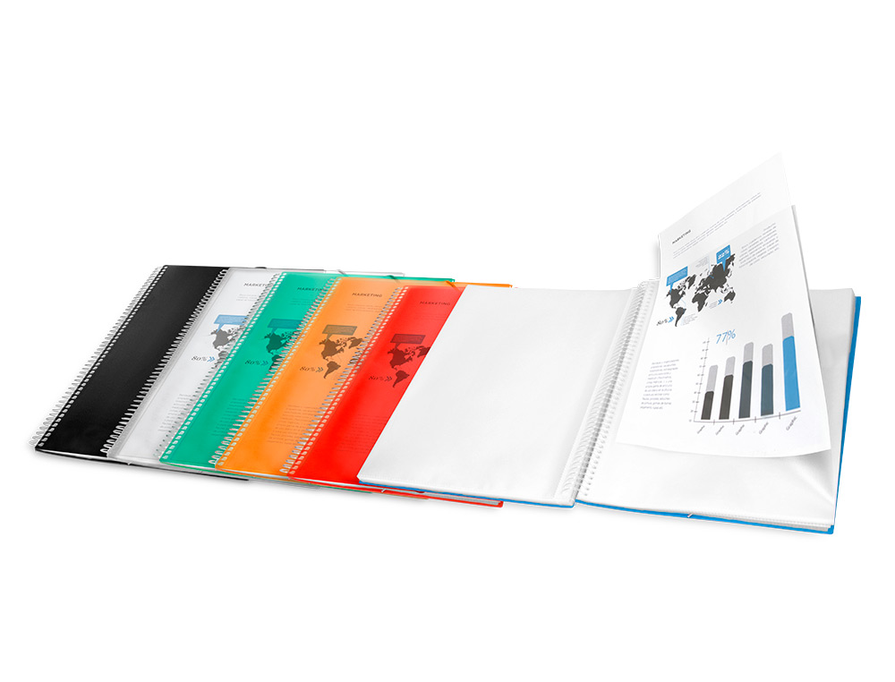 CAPA CATALOGO LIDERPAPEL COM ESPIRAL 60 BOLSAS POLIPROPILENO DIN A4 VERDE