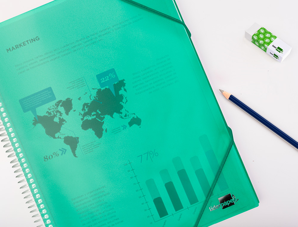 CAPA CATALOGO LIDERPAPEL COM ESPIRAL 60 BOLSAS POLIPROPILENO DIN A4 VERDE
