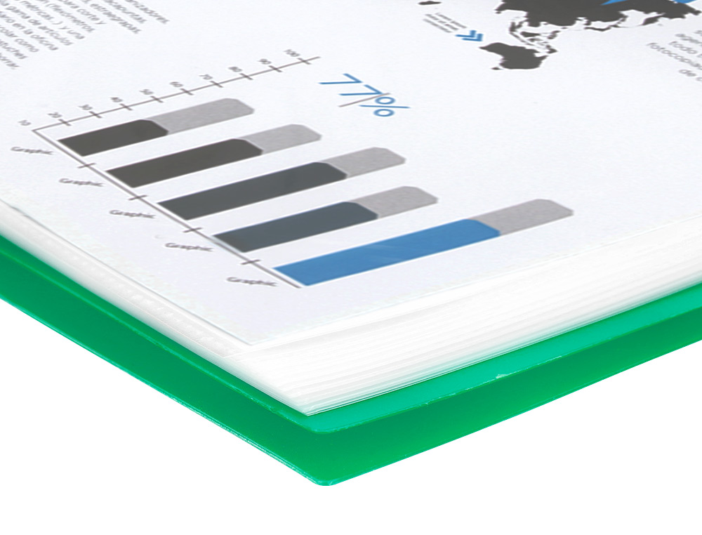 CAPA CATALOGO LIDERPAPEL COM ESPIRAL 60 BOLSAS POLIPROPILENO DIN A4 VERDE