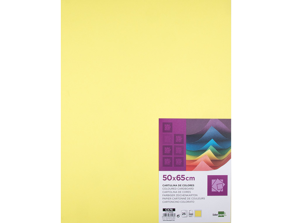 CARTOLINA LIDERPAPEL 50X65 CM 240 GR AMARELO MEDIO PACK DE 25 UNIDADES
