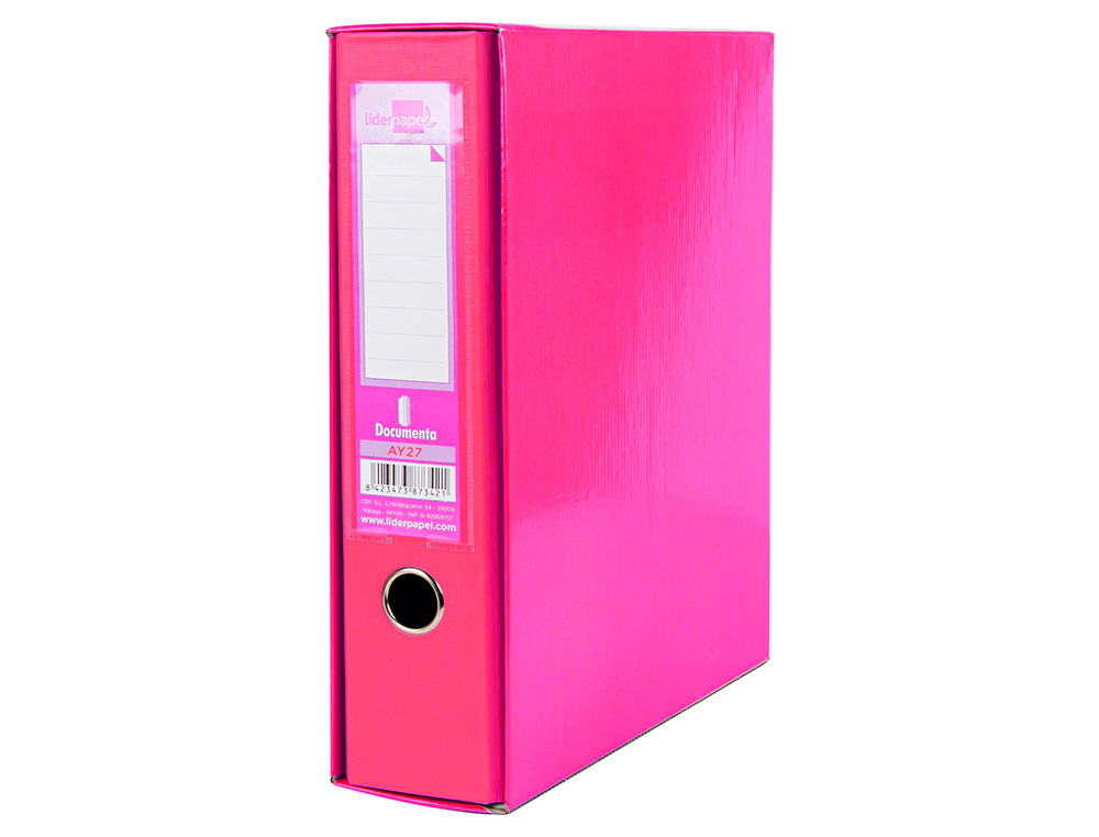 CAIXA PARA PASTA DE ARQUIVO DE ALAVANCA LIDERPAPEL DOCUMENTA CARTAO FOLIO LOMBADA 75 MM ROSA