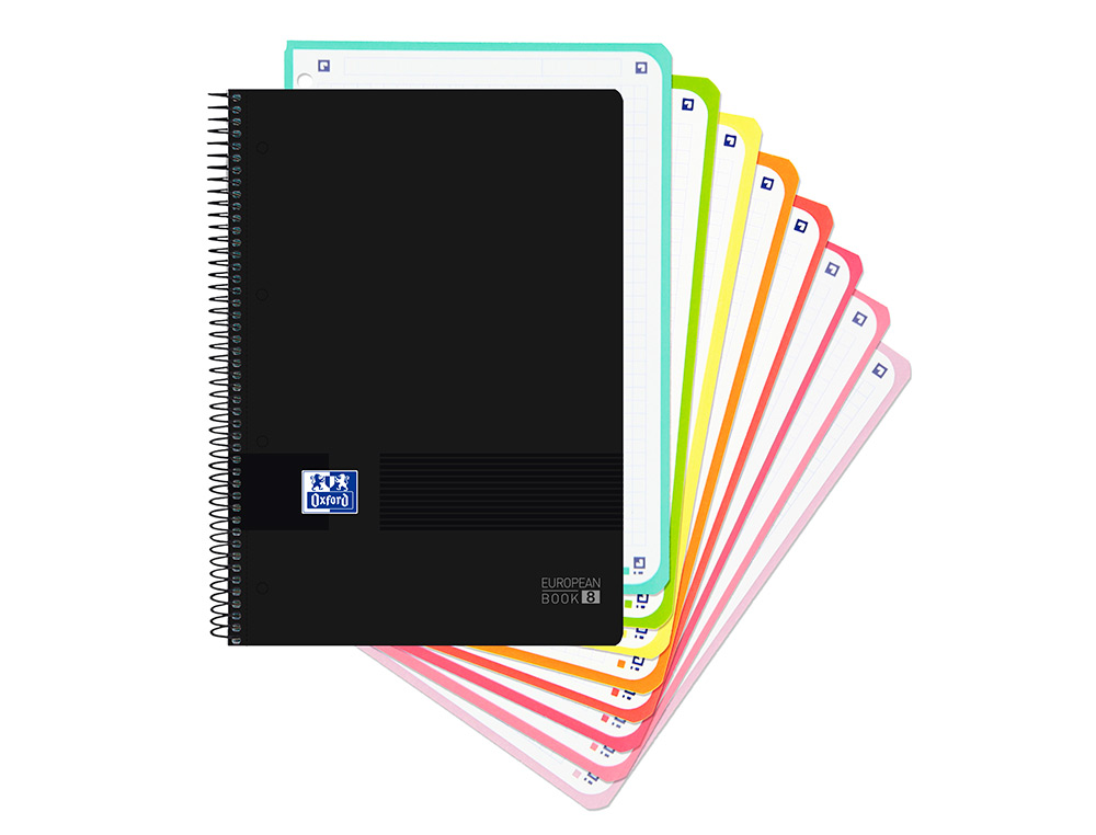 CADERNO ESPIRAL OXFORD EBOOK 8 CAPA DE PLÁSTICO DIN A4+ 160 F QUADRICULA 5 MM BLACK'N COLORS TURQUESA