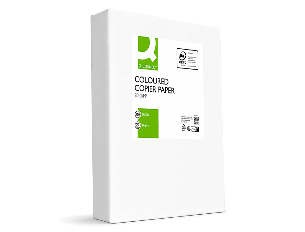 PAPEL DE COR Q-CONNECT DIN A4 80 GR AMARELO INTENSO EMBALAGEM DE 500 FOLHAS