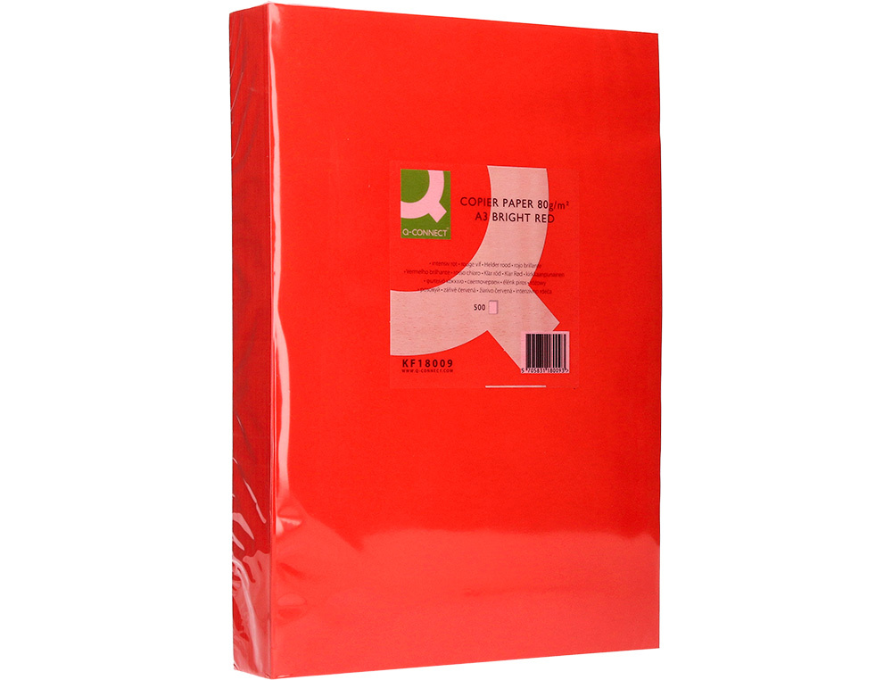 PAPEL DE COR Q-CONNECT DIN A3 80 GR VERMELHO INTENSO EMBALAGEM DE 500 FOLHAS