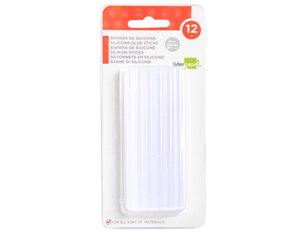 BARRA COLA TERMOFUSIVEL LIDERPAPEL 7 MM DIAMETRO X 100 MM COMPRIMENTO BLISTER DE 12 UNIDADES