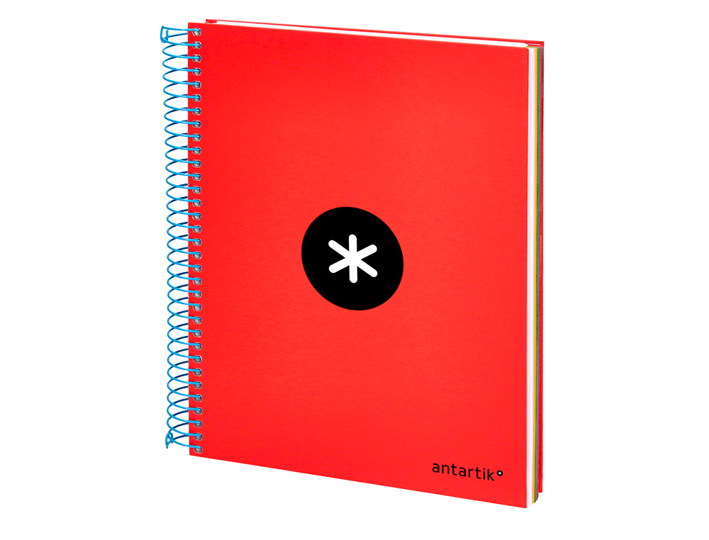 CADERNO ESPIRAL DIN A5 ANTARTIK CAPA FORRADA 120 F 100 GR PAUTADO 5 BANDAS DE CORES 6 FUROS COR VERMELHO