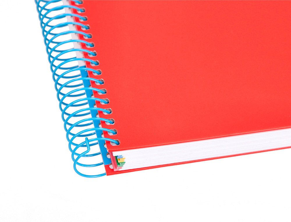CADERNO ESPIRAL DIN A5 ANTARTIK CAPA FORRADA 120 F 100 GR PAUTADO 5 BANDAS DE CORES 6 FUROS COR VERMELHO