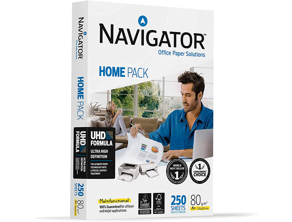 PAPEL FOTOCOPIA NAVIGATOR HOME DIN A4 80 GR EMBALAGEM DE 250 FOLHAS