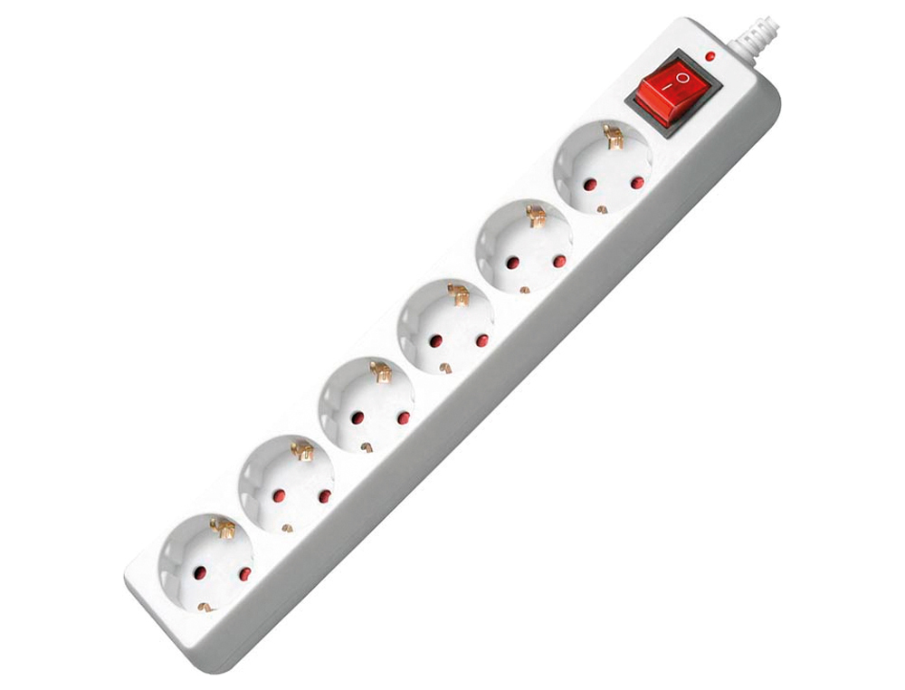 EXTENSAO 6 TOMADAS MEDIARANGE BRANCA COM INTERRUPTOR COMPRIMENTO CABO 1,4M