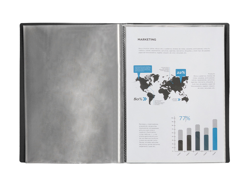 CAPA CATALOGO LIDERPAPEL 20 BOLSAS POLIPROPILENO FOLIO PRETO