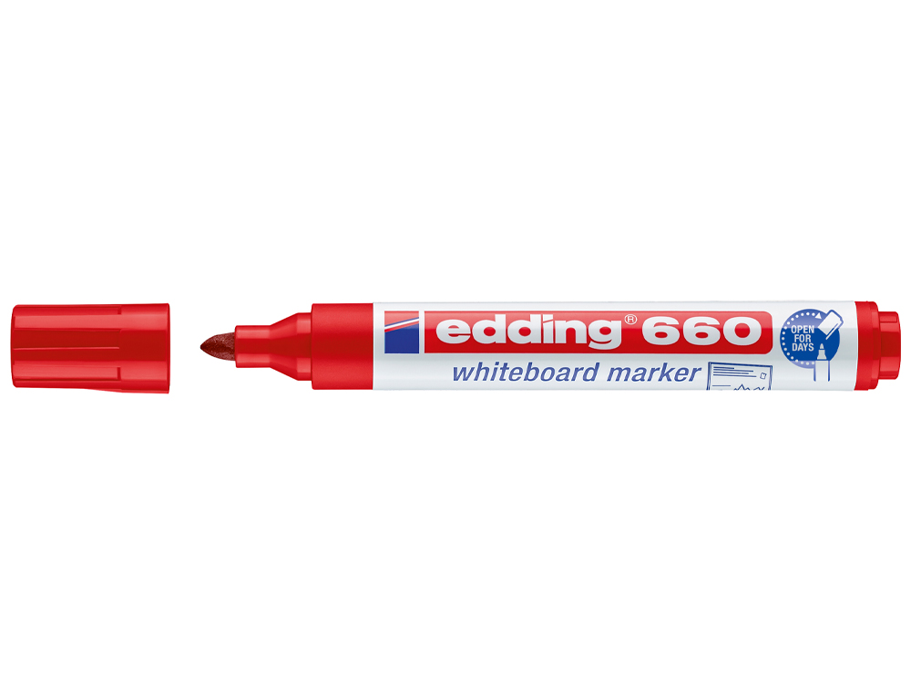 MARCADOR EDDING PARA QUADRO BRANCO 660 COR VERMELHO PONTA REDONDA 3 MM RECARREGAVEL