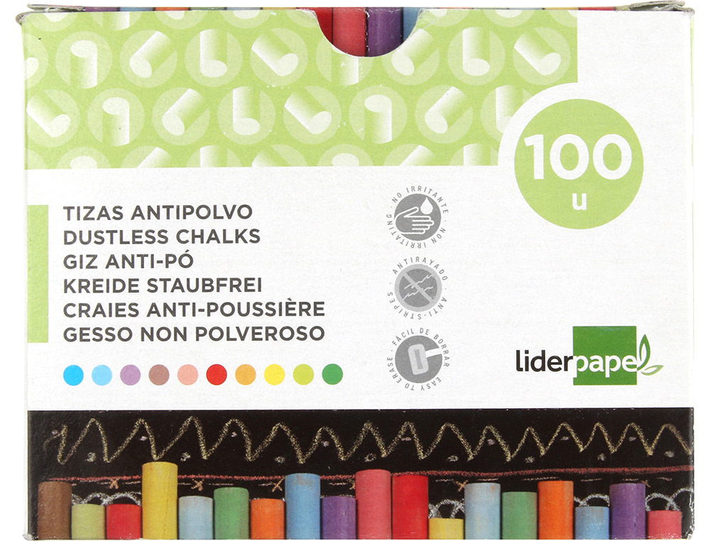 GIZ CORIDO ANTI PÓ LIDERPAPEL CAIXA 100 UNIDADES CORES SORTIDAS