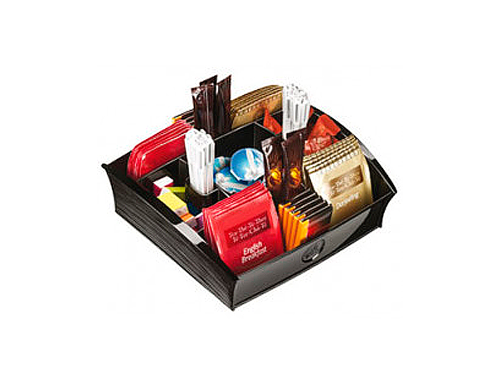 BANDEJA ORGANIZADORA CEP COM 11 COMPARTIMENTOS POLIESTIRENO COR PRETO ESPECIAL PARA SNACKS