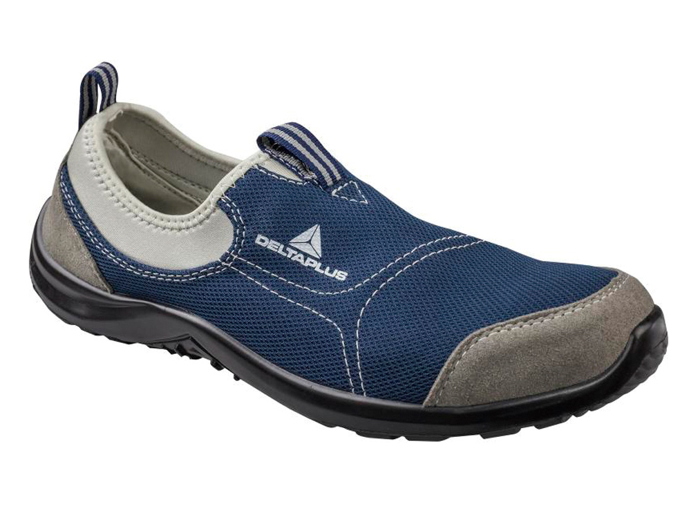 SAPATOS DE SEGURANCA DELTAPLUS DE POLIESTER E ALGODAO COM PALMILHA E PONTEIRA DE ACO COR AZUL MARINHO TAMANHO 42