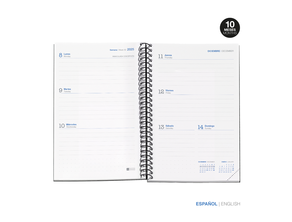 AGENDA ESPIRAL ESCOLAR MIQUELRIUS ACTIVA OCTAVO SEMANA VISTA 25-26 TAPA CARTON FORRADO LILA