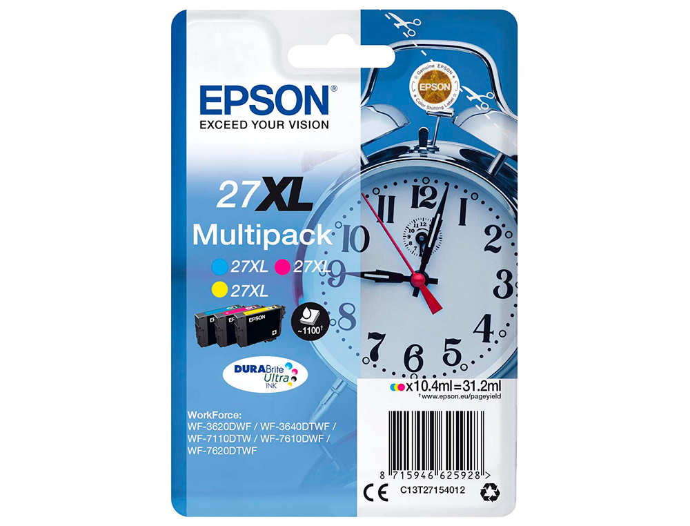 TINTEIRO EPSON 27 XL WF3620 / 7110 / 7610 / 7620 PACK MULTICOLOR
