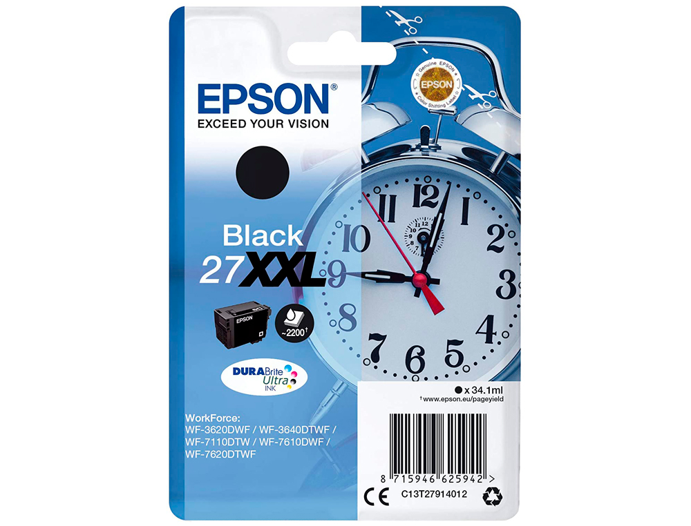TINTEIRO EPSON T2791 WF3620 / 3640 / 7110 / 7610 / 7620 PRETO 2.200 PAG