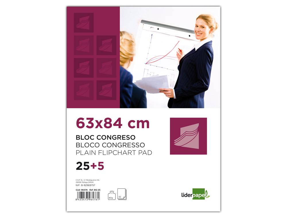BLOCO CONGRESSO LIDERPAPEL 25 FOLHAS 63X84 CM