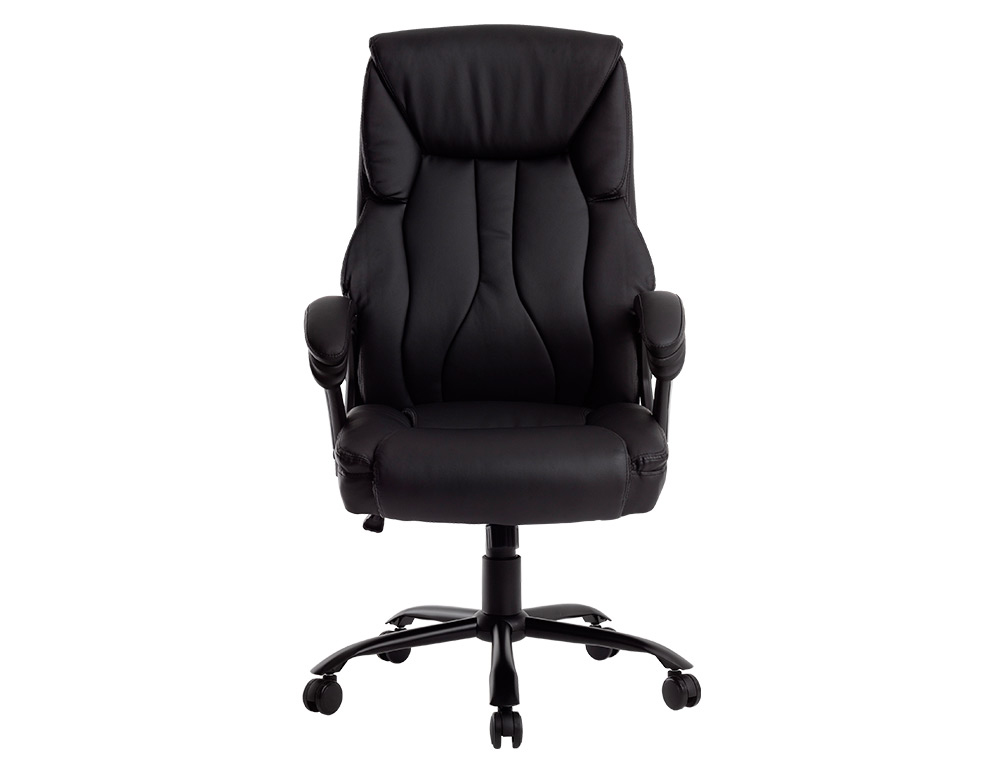 CADEIRA DE DIRECAO Q-CONNECT BOLZANO IMIT PELE BASE METALICA ALT MAX 1260 LARG 650 PROF 730 MM RODAS PREMIUM COR PRETO